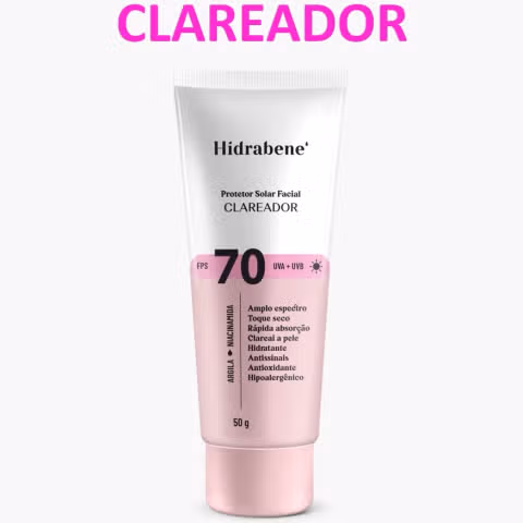 Protetor Solar Facial Clareador FPS 70 Antissinais Clareia a Pele